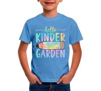 kindergarten hola escuela yo vengo niños primer día de escuela camisetas guardería graduación camisetas, azul, 8-9 años