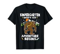 Kindergarten The Adventure Begins Back To School Bigfoot Camiseta gráfica económica