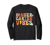 Kindergarten Vibes Camisa Retro Groovy Cute Back to School Manga Larga