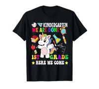 Kindergarten We Are Done 1er Grado Here We Come Cute Unicorn Camiseta