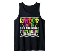 Kindergarten We Are Done 1er Grado Here We Come Lindo unicornio Camiseta sin Mangas