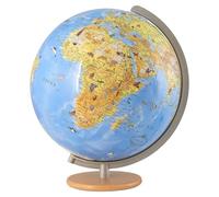 Kinderglobus Unsere Erde 34cm: Kinderglobus mit Entdeckerstift, handkaschiert mit Grafiken, Kunststoffhalterung in Silber mit Holzfuß