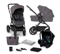 Kinderkraft A-TOUR Carrito Bebé 3 Piezas I-SIZE, 3 en 1 Capazo, Silla de coche MINK PRO, Silla Paseo, Bebe, Ligera, Accesorios, Adaptadores Incluidos, Hasta 26 Kg, Gris Oscuro