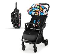 Kinderkraft APINO Silla de Paseo bebé, Carrito, Carro bebé, AUTO FOLDING, Plegado Automático, Carrito bebé, Posición reclinada y tumbada, Ligero, 7,5kg, Impermeable, Carga Max 24 kg, Happy Shapes