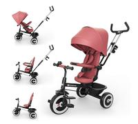 Kinderkraft Aston 2 Pro Triciclo Evolutivo, Bicicleta Sin Pedales, Bicicleta Bebe, para Niños, Cinturón, con Accesorios, Portavasos, Cesta, 9 Meses a 25 kg, Rosa