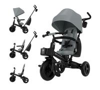 Kinderkraft Aveo 2 Plus, Triciclo evolutivo 9 Meses-5 años, Asiento Giratorio 360°, Respaldo reclinable, Plegable, toldo UPF50+, 6 Funciones, Gris
