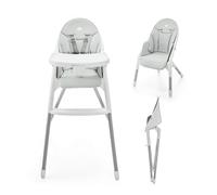 Kinderkraft DINNLY Trona bebé, Silla Infantil, Trona portatil, Tronas de bebé baratas, Bandeja Ajustable, Fácil de limpiar, para niños, 20kg, Gris claro