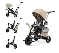 Kinderkraft EASYTWIST Triciclo Infantil, con Accesorios, Ventana de Techo, Cinturones de Seguridad, rotación de 360 Grados, Rueda Libre, Barra de Empuje, a Partir de 9 Meses hasta 5 años, Beige