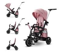 Kinderkraft EASYTWIST Triciclo Infantil, con Accesorios, Ventana de Techo, Cinturones de Seguridad, rotación de 360 Grados, Rueda Libre, Barra de Empuje, a Partir de 9 Meses hasta 5 años, Rosa