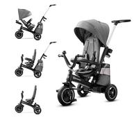 Kinderkraft EASYTWIST Triciclo Infantil, con Accesorios, Ventana de Techo, Cinturones de Seguridad, rotación de 360 Grados, Rueda Libre, Barra de Empuje, a Partir de 9 Meses hasta 5 años, Gris