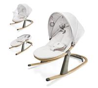 Kinderkraft ELSU Hamaca bebé 2 en 1, Silla macedora, Columpio bebe, Balancin para bebés 0-9 kg, Capota con mosquitera y 2 juguetes, Respaldo en 3 posiciones, increíblemente ligera - 2,5 kg