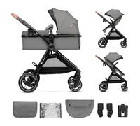 Kinderkraft ESME carrito bebé 2 en 1 hasta 25 kg, capazo y silla de paseo, travel system con adaptadores, ruedas grandes TPE antipinchazos, plegado compacto, accesorios incluidos, Gris