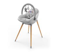 Kinderkraft FINI UP, Trona bebé 2 en 1, Silla Infantil, Trona portatil, Patas de Madera, Bandeja Ajustable, Fácil de limpiar, para niños, Gris