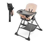 Kinderkraft FOLDEE Trona Bebé, ergonómica, cómoda, reclinable, plegable, con altura ajustable, reposapiés, bandeja doble desmontable, para niños pequeños, de 6 meses a 3 años, Rosa