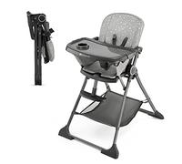 Kinderkraft FOLDEE Trona Bebé, ergonómica, cómoda, reclinable, plegable, con altura ajustable, reposapiés, bandeja doble desmontable, para niños pequeños, de 6 meses a 3 años, Gris