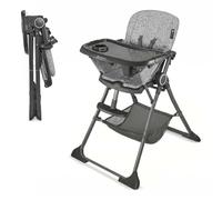 Kinderkraft FOLDEE trona plegable 6-36 meses, ligera 6 kg, bandeja doble, respaldo regulable, arnés 5 puntos, Gris