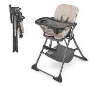 Kinderkraft FOLDEE trona plegable 6-36 meses, ligera 6 kg, bandeja doble, respaldo regulable, arnés 5 puntos, Beige