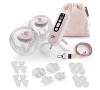 Kinderkraft GENTLEFLOW Sacaleches Eléctrico Doble, 3 modos, 9 niveles de succión, modo simple o doble, 5 tamaños de embudo 17-27 mm, biberones 180 ml, batería 1800 mAh, carga USB-C, Rosa