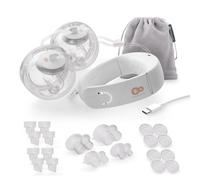 Kinderkraft GENTLENEST, extractor de leche eléctrico doble, 3 modos 9 niveles, función calor suave, uso doble o individual, batería 180 min USB-C, 5 tamaños de embudo, set de accesorios, Oro
