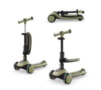Kinderkraft Halley 2, Correpasillos Desde 12 Meses y Patinete Desde 24 Meses, 2 en 1, para Niños, Ajustable, Triciclo, Bici sin Pedales, 3 Ruedas, LED, Multifuncional, hasta 50 kg, Verde