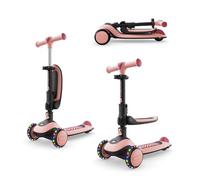 Kinderkraft Halley 2, Patinete 2 en 1, para Niños, Ajustable, Draisienne, Triciclo, Multifuncional, Bici, 3 Ruedas, LED, De 2 años hasta 50 Kilos, Rosa