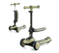 Kinderkraft HALLEY, Patinete 2 en 1, Para Niños, Ajustable, Draisienne, Triciclo, Multifuncional, Bici, 3 Ruedas, LED, De 2 años hasta 50 kilos, Verde