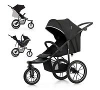 Kinderkraft HELSI 2, Jogger, Silla de Paseo, Para Bebés, 3 Ruedas, Para cada Terreno, Desde el Nacimiento hasta 22 Kg, Rueads Neumaticas, Off Road, Cesta Grande, Negro