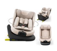 Kinderkraft I-GROW 2 PRO Silla de coche, I-SIZE 40-150 cm, Isofix, Silla coche bebé, para niños, Ajustable, Sillade, RWF, FWF, Universal para coche, Asiento, 360º, Grupo 0+/1/2/3, 0-36 kg, Beige