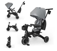 Kinderkraft Jazz 3 Triciclo, Asiento Giratorio 360°, posición semirreclinada, Plegable, Capota UPF 50+, Manillar para Padres, función de Bicicleta de Equilibrio, Gris