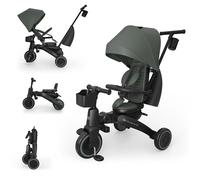 Kinderkraft Jazz 3 Triciclo, Asiento Giratorio 360°, posición semirreclinada, Plegable, Capota UPF 50+, Manillar para Padres, función de Bicicleta de Equilibrio, Verde