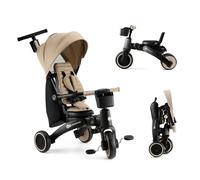 Kinderkraft JAZZ2 Triciclo 6 en 1, con función de Rueda para niños, Cochecito Plegable con Accesorios, protección UV UPF50+, de 9 Meses a 5 años, Beige