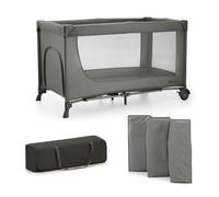 Kinderkraft Joy 2 Cuna de Viaje 3 en 1 para Bebé de hasta 25 kg, Plegado rápido y fácil, Entrada Lateral, Bolsa de Viaje, Gris