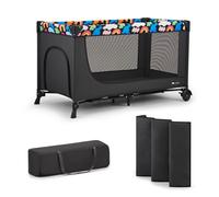 Kinderkraft Joy 2 Cuna de Viaje 3 en 1 para Bebé de hasta 25 kg, Plegado rápido y fácil, Estantes para pañales y Cambiador, Happy Shapes