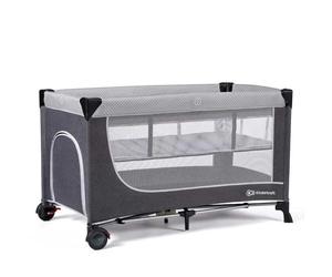 Kinderkraft kk LEODY Cuna de Viaje Bebe 120 x 60 cm, Sistema de Plegado desplegado rápido y fácil, Dos Alturas, Circulación de Aire, con Bolsa de Transporte, Gris