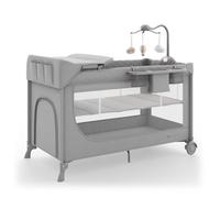 Kinderkraft LEODY UP with Acc Cuna de Viaje Bebe 120 x 60 cm, con Móvil Cuna Sonido Juguetes, Sistema de Plegado rápido y fácil, Dos Alturas, con Bolsa de Transporte, Gris