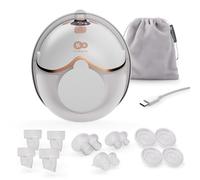 Kinderkraft MAMAFLOW extractor de leche eléctrico portátil, extractor de leche individual sin cable, 4 modos y 9 niveles de intensidad, memoria, batería hasta 180 min, carga USB-C, Gold