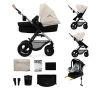Kinderkraft MOOV 2 AIR, carrito 4 en 1 con capazo y silla de paseo 2 en 1, ruedas hinchables todoterreno, Travel System con MINK PRO i-Size, hasta 22 kg, Gris