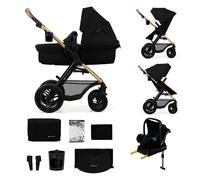 Kinderkraft MOOV 2 AIR, carrito 4 en 1 con capazo y silla de paseo 2 en 1, ruedas hinchables todoterreno, Travel System con MINK PRO i-Size, hasta 22 kg, Negro