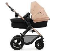 Kinderkraft MOOV 2 AIR, carrito 4 en 1 con capazo y silla de paseo 2 en 1, ruedas hinchables todoterreno, Travel System con MINK PRO i-Size, hasta 22 kg, Beige