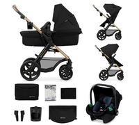 Kinderkraft MOOV 2, carrito 3 en 1 con capazo y silla de paseo 2 en 1, ruedas grandes antipinchazos, Travel System con silla de coche, hasta 22 kg, Negro