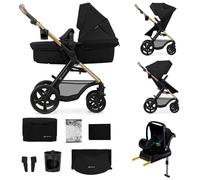 Kinderkraft MOOV 2 carrito bebé 4 en 1 con capazo y silla de paseo, travel system con silla de coche MINK PRO i-Size, ruedas antipinchazos, hasta 22 kg, Negro