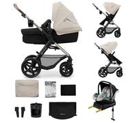 Kinderkraft MOOV 2 carrito bebé 4 en 1 con capazo y silla de paseo, travel system con silla de coche MINK PRO i-Size, ruedas antipinchazos, hasta 22 kg, Gris