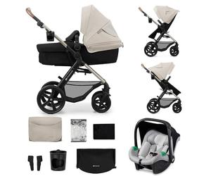 Kinderkraft MOOV2 Carrito bebé 3 en 1, EVA, Mink PRO I-Size, Sistema de Viaje, Cochecito para Bebé, Silla de Paseo, Plegable, para Recién Nacido, Desde el Nacimiento hasta los 3 Años, Gris