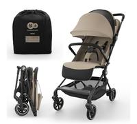 Kinderkraft NEBO silla de paseo cabina ultraligera, plegado con una mano, se mantiene de pie plegada, 51×43×21 cm, correa y bolsa, posición tumbada, arnés 5 puntos, Beige