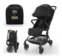 Kinderkraft NEBO silla de paseo cabina ultraligera, plegado con una mano, se mantiene de pie plegada, 51×43×21 cm, correa y bolsa, posición tumbada, arnés 5 puntos, Negro