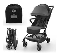 Kinderkraft NEBO silla de paseo cabina ultraligera, plegado con una mano, se mantiene de pie plegada, 51×43×21 cm, correa y bolsa, posición tumbada, arnés 5 puntos, Gris