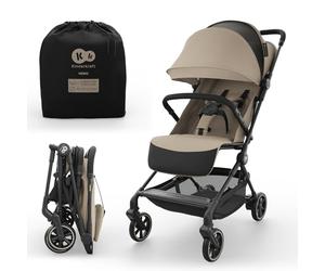 Kinderkraft NEBO silla de paseo cabina ultraligera, plegado con una mano, se mantiene de pie plegada, 51×43×21 cm, correa y bolsa, posición tumbada, arnés 5 puntos, Beige