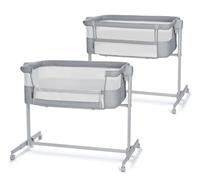 Kinderkraft Neste UP2 - Cuna Auxiliar 2 en 1, Cama de Viaje Infantil con sábana de colchón, 5 Niveles de Altura del colchón, 4 Ruedas con Freno, Material Suave, construcción Ligera, Color Gris