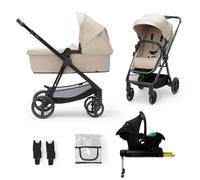 Kinderkraft NEWLY 4 en 1 Carrito, I-Size, Sistema de viaje, Carrito, Silla De Paseo, Silla coche, Base Isofix, Ligera, Carro Bebe, Cochecito 3 Piezas, Plegable, desde el nacimiento hasta 22 kg, Beige