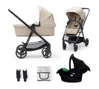 Kinderkraft NEWLY Carrito 3 en 1, I-Size, Para niños, Sistema de viaje, Carrito Para Bebes, Silla De Paseo, Ligera, Carro Bebe, Cochecito 3 Piezas, Plegable, desde el nacimiento hasta 22 kg, Beige